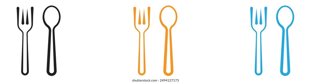 spoon and fork icon vector logo set collection for web app ui