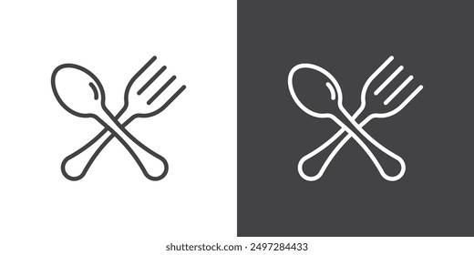 Spoon and fork icon vector logo set collection for web app ui