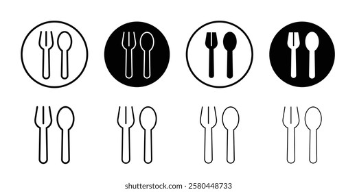 spoon and fork icon Vector logo outline