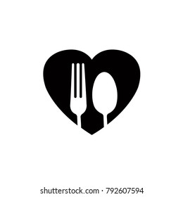 Spoon and fork icon vector logo illustration.