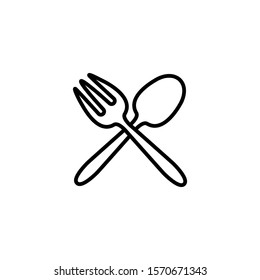 Spoon Fork Icon Vector Outline Only No Fill On White Background. 
Flat Icon For Web, Apps, Or Design Product EPS10