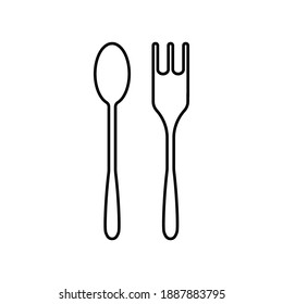 Spoon and Fork icon vector outline style