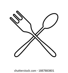 Spoon and Fork icon vector outline style
