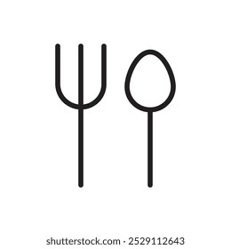 Spoon and fork icon Vector set outline