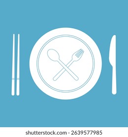 Spoon and Fork icon vector set. Restaurant and Catering icon utensil symbol. Dinner dish or variety plate with spoon and fork design. Fork, spoon, knife, plate, chef hat, food, dining table items. 