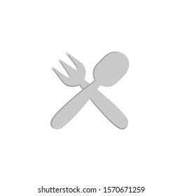 Spoon Fork Icon Vector Silver Fill On White Background. 
Flat Icon For Web, Apps, Or Design Product EPS10