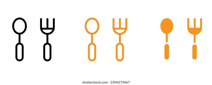 Spoon and fork icon web design in vector