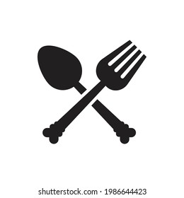 Löffel und Gabel Icondesign einzeln auf weißem Hintergrund