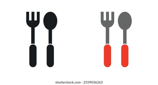 Spoon and Fork icons in black and colored version