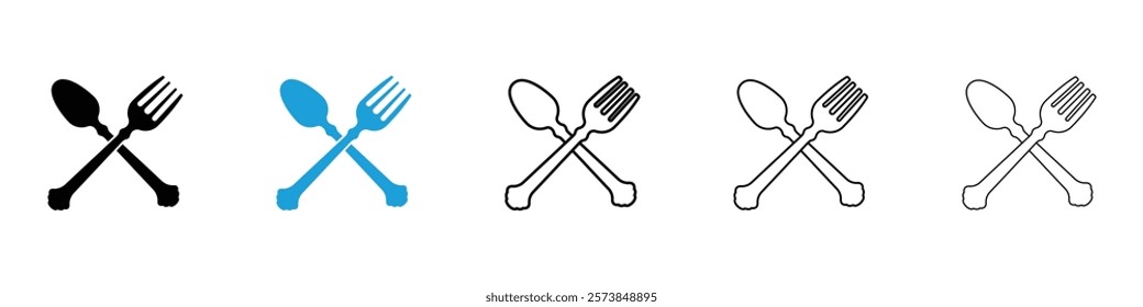 Spoon and Fork icons in filled and 3 stroke weights