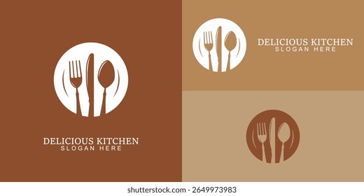 Spoon and fork icons with rustic colors perfect for restaurants and food brands.