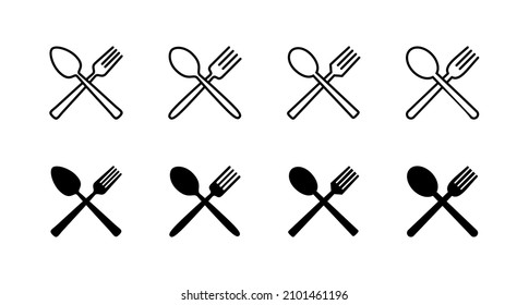 spoon and fork icons set. spoon, fork and knife icon vector. restaurant sign and symbol