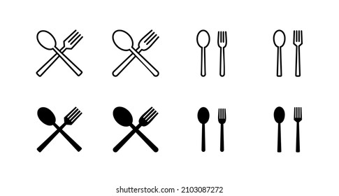 spoon and fork icons set. spoon, fork and knife icon vector. restaurant sign and symbol