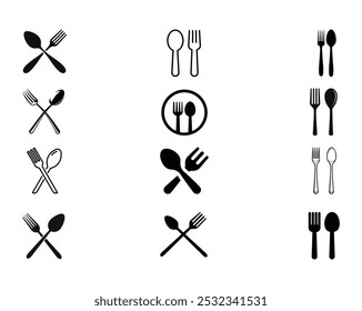 Spoon and Fork icons or symbols, Vector illustrator file.