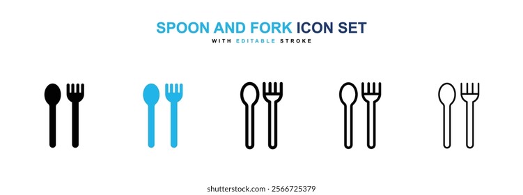 Spoon and Fork icons vector collection pack.