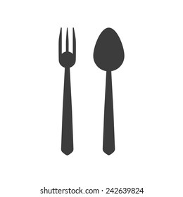 The spoon and fork icon.symbol. Flat Vector illustration. Set