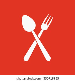 The spoon and fork icon.symbol. Flat Vector illustration
