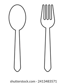 Spoon and fork, Spoon and fork illustration, cutlery outline.