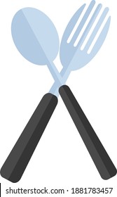 Spoon and fork ,illustration, vector on white background.