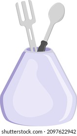Spoon and fork illustration, vector on a white background.