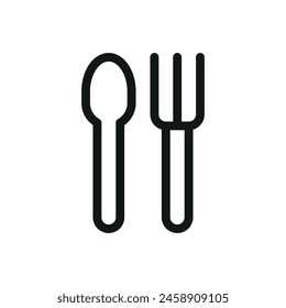 Spoon and fork isolated icon, cutlery vector symbol with editable stroke