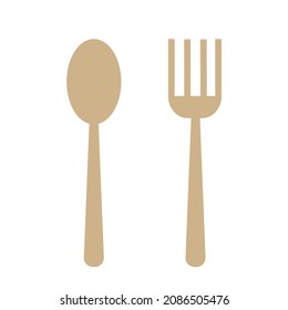 A spoon and a fork isolated on a white background.