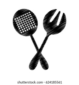 spoon and fork kitchen cutlery isolated icon