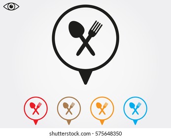 Spoon Fork, kitchen pointer, icon, vector illustration eps10