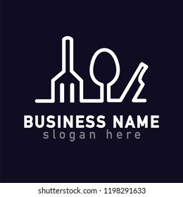 spoon and fork kitchen supplies logo line vector template