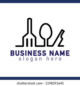 spoon and fork kitchen supplies logo line vector template