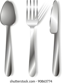spoon, fork and knife