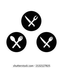 spoon, fork, knife, barbecue tools set, kitchen symbol, restaurant silhouette