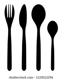 Spoon fork and knife black icon vector eps 10

