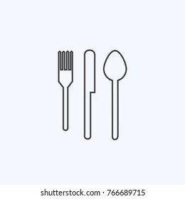Spoon, fork, knife button vector icon
