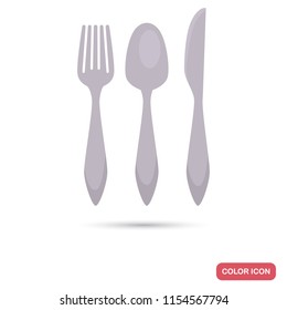Spoon, fork and knife color flat icons for web and mobile design