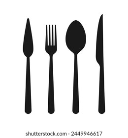 Cuchara, tenedor, cuchillo. Plantilla del logotipo de cocina