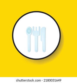 Spoon, fork, knife or cutlery icon, building line icon, outline 3d vector sign, linear style pictogram isolated on white. cutlery set symbol, logo illustration