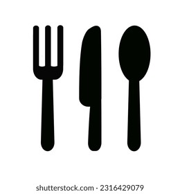 Spoon, fork and knife cutlery icon. Restaurant sign and symbol vector design.