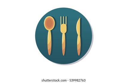 A spoon, fork and a knife cutlery icon vector illustration.