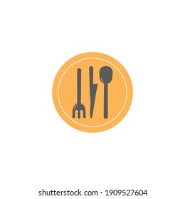 spoon fork knife food tools colorful logo vector