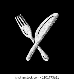 Spoon, fork and knife. Hand drawn vector illustrations.