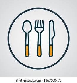 Spoon fork knife icon colored line symbol. Premium quality isolated cutlery element in trendy style.