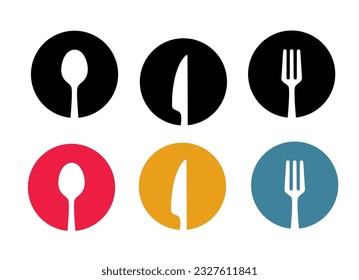 Spoon, fork, knife icon. Cook logo, restaurant logo