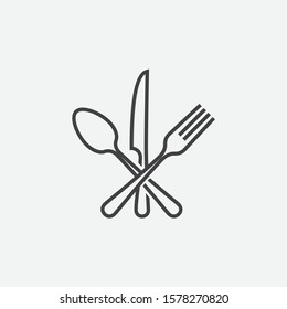 Spoon Fork Knife Icon Crossed Symbol Stock Vector (Royalty Free ...