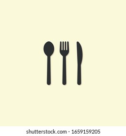 Spoon, Fork and Knife icon. Cutlery symbol. Flat Vector illustration. Isolated on white background