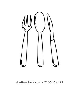 Spoon, Fork and Knife Icon Doodle Illustration