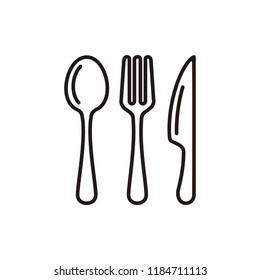 Spoon, fork, knife, icon isolated on white background