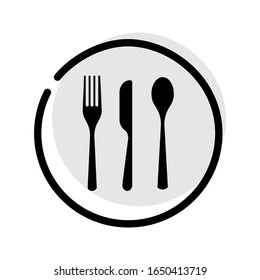 Spoon, fork and knife icon isolated on background