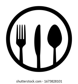 Spoon, fork and knife icon isolated on white background. Trendy tool design style