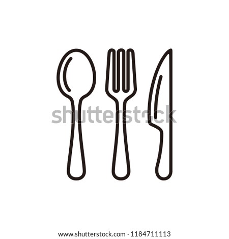Spoon, fork, knife, icon isolated on white background